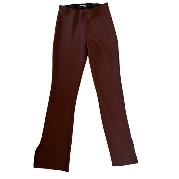 Zara Women's Brown Ribbed Split Hem Legging Flare Pant.  Size XL - Picture 1 of 6